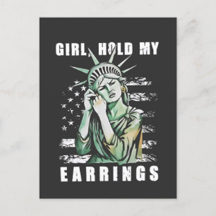 Mädchen, Ohrringe, Liberalstatus Amerikaner Einladungspostkarte