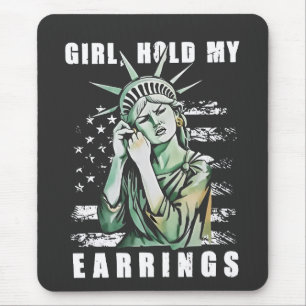 Mädchen, Ohrringe, Liberalstatus Amerikaner Mousepad