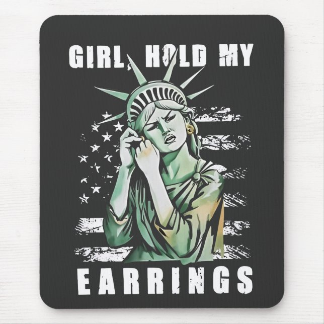 Mädchen, Ohrringe, Liberalstatus Amerikaner Mousepad (Vorne)