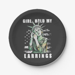 Mädchen, Ohrringe, Liberalstatus Amerikaner Pappteller