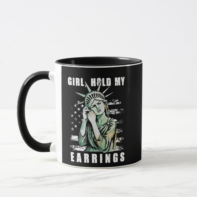 Mädchen, Ohrringe, Liberalstatus Amerikaner Tasse (Links)