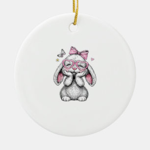Mädchen Ostern Süße Hase Gesicht Rosa Ostern Kinde Keramik Ornament