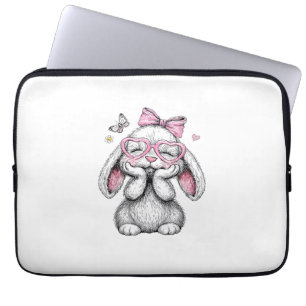 Mädchen Ostern Süße Hase Gesicht Rosa Ostern Kinde Laptopschutzhülle