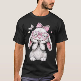 Mädchen Ostern Süßer Hase Gesicht Rosa Ostern Kind T-Shirt
