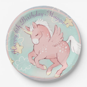 Mädchen-Pappteller Fantasie Pegasus-Einhorns Pappteller