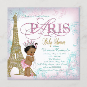 Mädchen-Paris-Baby-Duschen-Rosa-Goldaquamarine Einladung