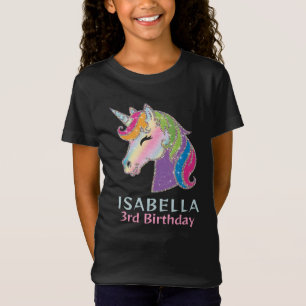 Mädchen Personalisiert glühend Unicorn Geburtstag T-Shirt