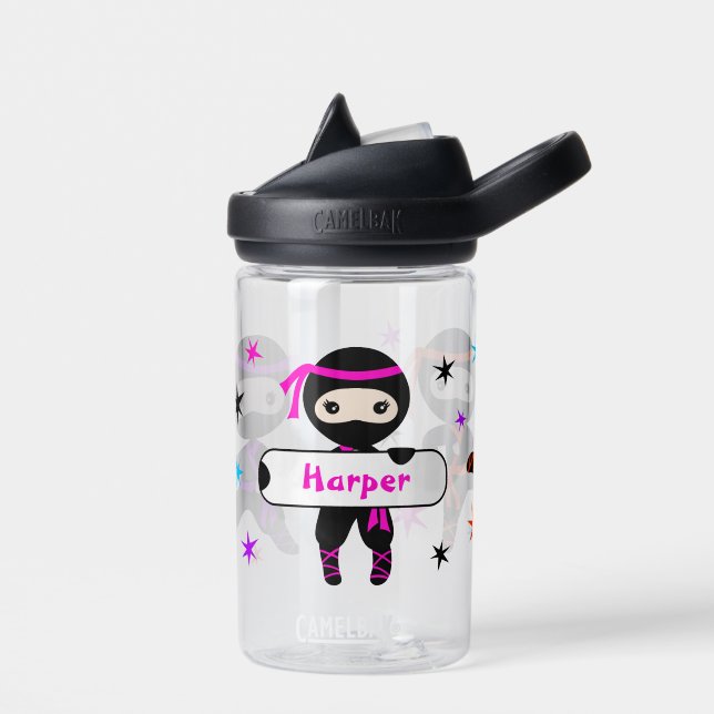 Mädchen Personalisiert Niedlich Ninja Kinder Indiv Trinkflasche (Links)