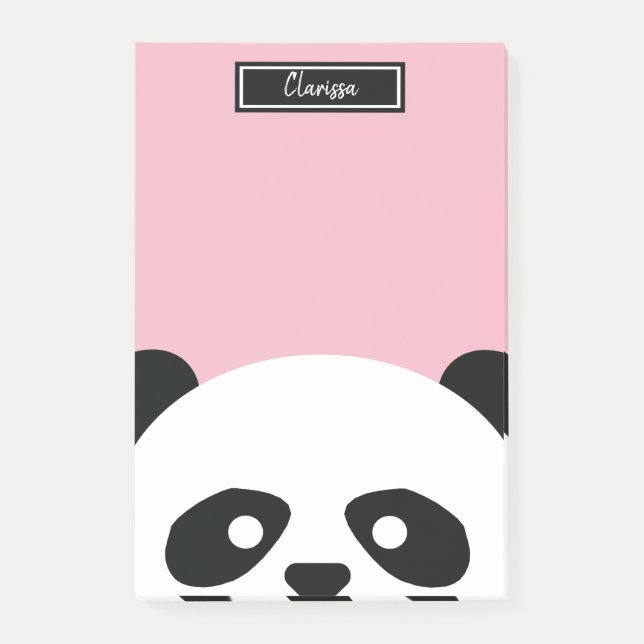 Mädchen Personalisiert Panda Bear Animal Kids Kawa Post-it Klebezettel (Vorderseite)