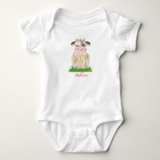 Mädchen Personalisierte Niedliche Kuh Baby Bodysui Strampler