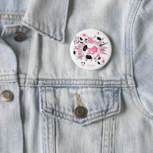 Mädchen personalisierter Fußball Blowout pink schw Button