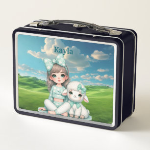 Mädchen Personalisierter Name Metal Lunchbox
