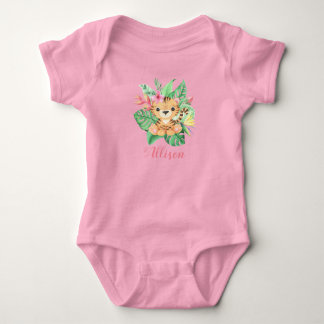 Mädchen Personalisiertes Niedliches Tiger in tropi Baby Strampler