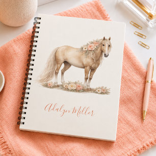 Mädchen Pferd Pfirsich Rose Whimsical Personalisie Notizblock