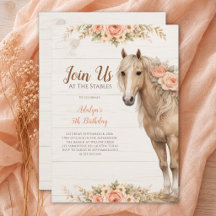 Mädchen Pfirsich Blumen Pferd Reiten 5. Geburtstag