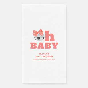 Mädchen Pfirsich Oh Baby Schleife Fußball Sport Ba Serviette