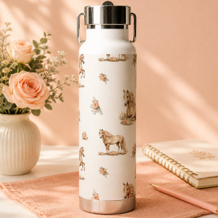 Mädchen Pfirsich Pferd Rosen Muster Trinkflasche
