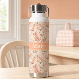 Mädchen Pfirsich Western Coquette Shabby Chic Mono Trinkflasche