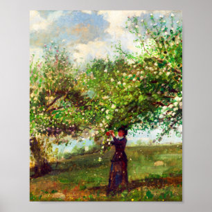 Mädchen pflückt Apfelblüten von Winslow Homer Poster