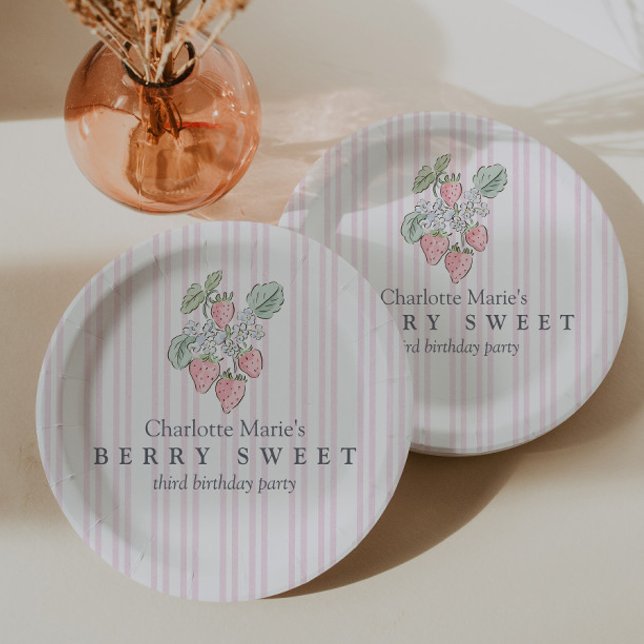 Mädchen Pink Berry Sweet Erdbeere Pappteller (Von Creator hochgeladen)