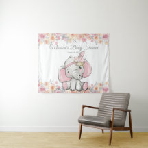 Mädchen Pink Boho Elefant Baby Shower M Hintergrun