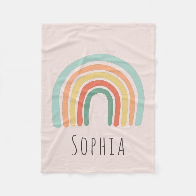 Mädchen Pink Boho Rainbow Kinder Fleecedecke (Vorderseite)