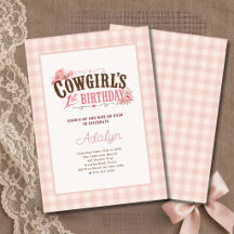 Mädchen Pink Cowgirl Gingham Foto 1. Geburtstag