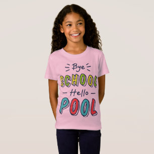 Mädchen Pink Poolparty T-Shirt - Lustiges "Bye Sch