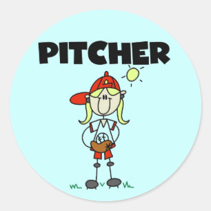 Mädchen-Pitcher-T-Shirts und Geschenke Runder Aufkleber