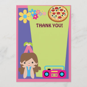 Mädchen-Pizza-Party danken Ihnen Dankeskarte