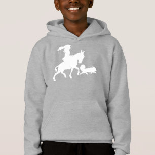 Mädchen-Pony-Pferdewelpen-HundeSilhouette Hoodie