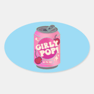 Mädchen-Pop-Cherry-Soda-Dose Retro Y2K Rosa Ovaler Aufkleber