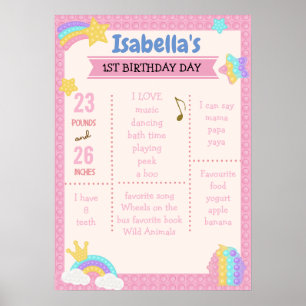 Mädchen-Pop-It-Meilenstein-Fidget Poster