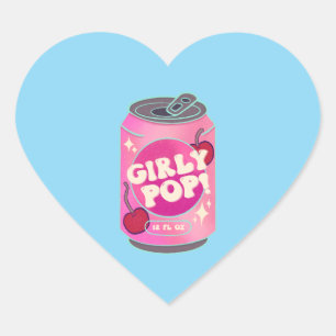 Mädchen-Pop-Kirschen-Soda-Dose   Retro Y2K Rosa Herz-Aufkleber