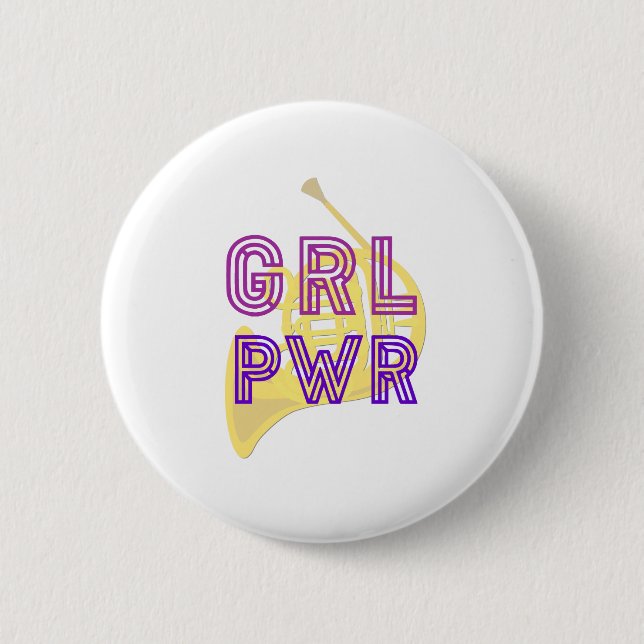 (Mädchen-Power) GRL PWR - französisches Horn Button (Vorderseite)