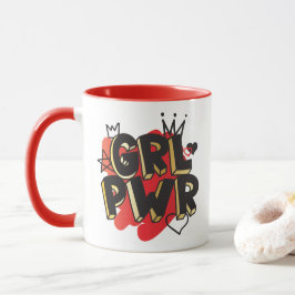 MÄDCHEN, POWER, Kronen & Herzen, Rot & Gold Tasse