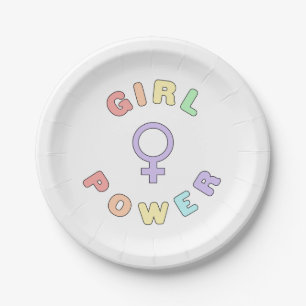 Mädchen-Power-Pastellfarben Pappteller