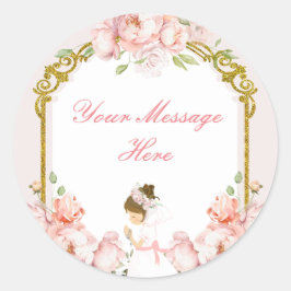 Mädchen Praying Gold 1. Heilige Kommune Ihre Botsc Runder Aufkleber