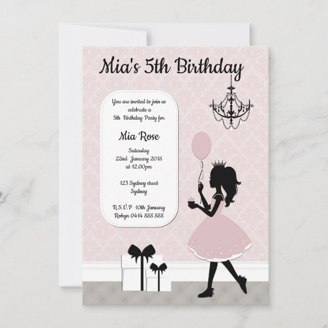 Mädchen-Prinzessin Invite, Tee-Party Einladung (Vorderseite)