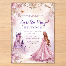 Mädchen Prinzessin Rosa Gold Acryl-Einladung