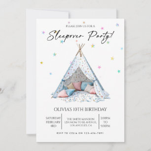 Mädchen-Pyjama-Party Geburtstag Einladung