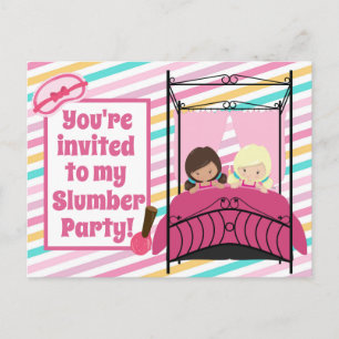 Mädchen-Pyjama-Party Geburtstag Rosa Einladung Postkarte