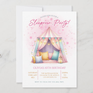 Mädchen-Pyjama-Party Geburtstagsfeier Einladung