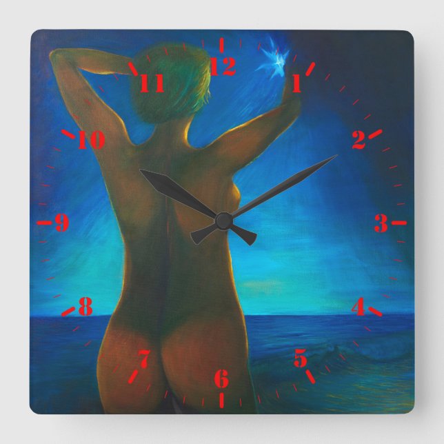 Mädchen Quadratische Wanduhr (Vorderseite)