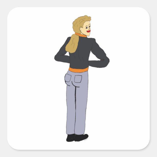 Mädchen Quadratischer Aufkleber (Vorderseite)