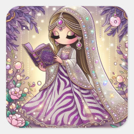 Mädchen Quadratischer Aufkleber