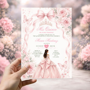 Mädchen Quinceañera Rosafarbenes 15-Jahres-Prinzes Einladung
