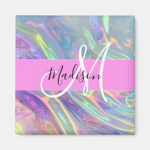 Mädchen Regenbogen Holografischer Irisierender Mon Magnet