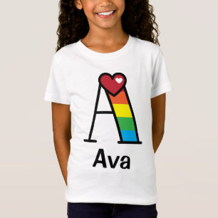 Mädchen Regenbogen Oberteil Regenbogen Initial T-S T-Shirt