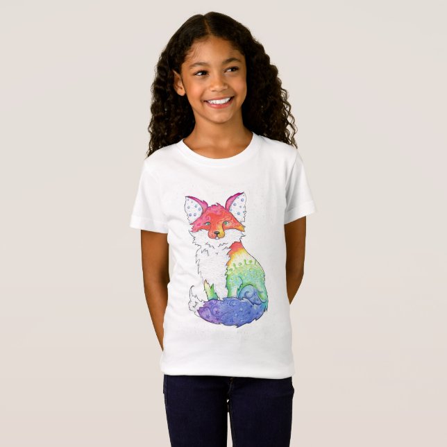 Mädchen-Regenbogenfox-T - Shirt (Vorne ganz)